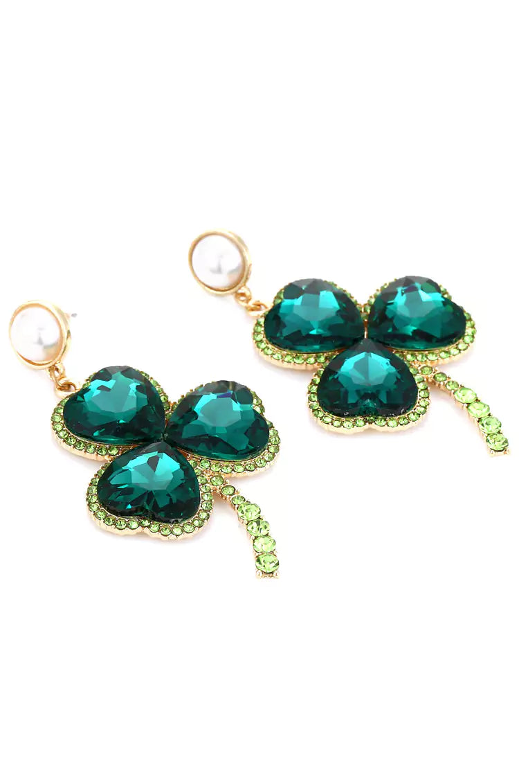 Akihiko Emerald Clover Earrings