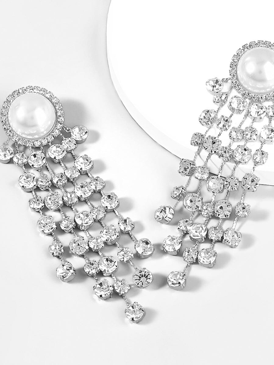 Emersyn Pearl Crystal Tassel Earrings