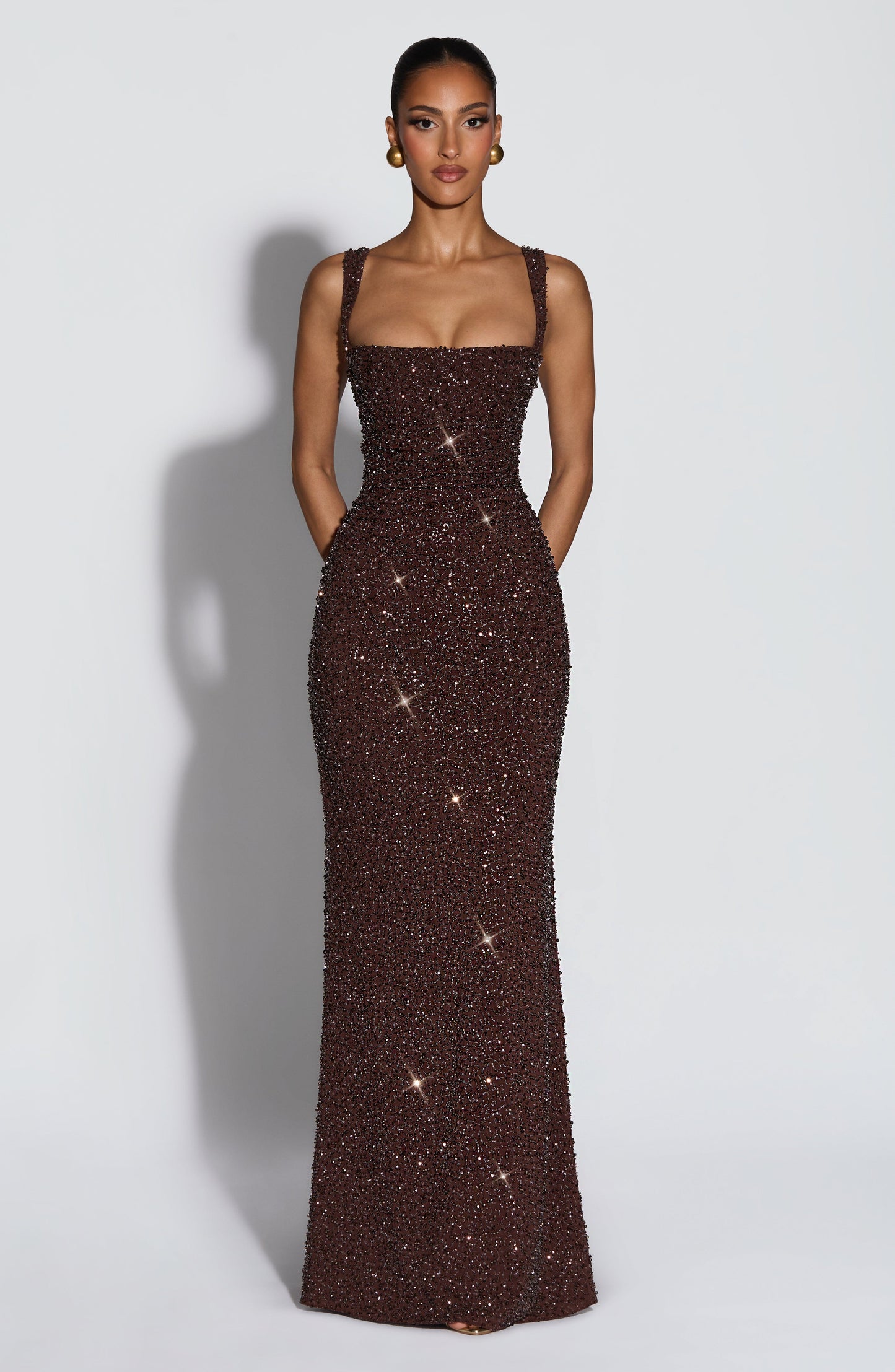 Calanthe Maxi Dress - Plum Brown Sparkle