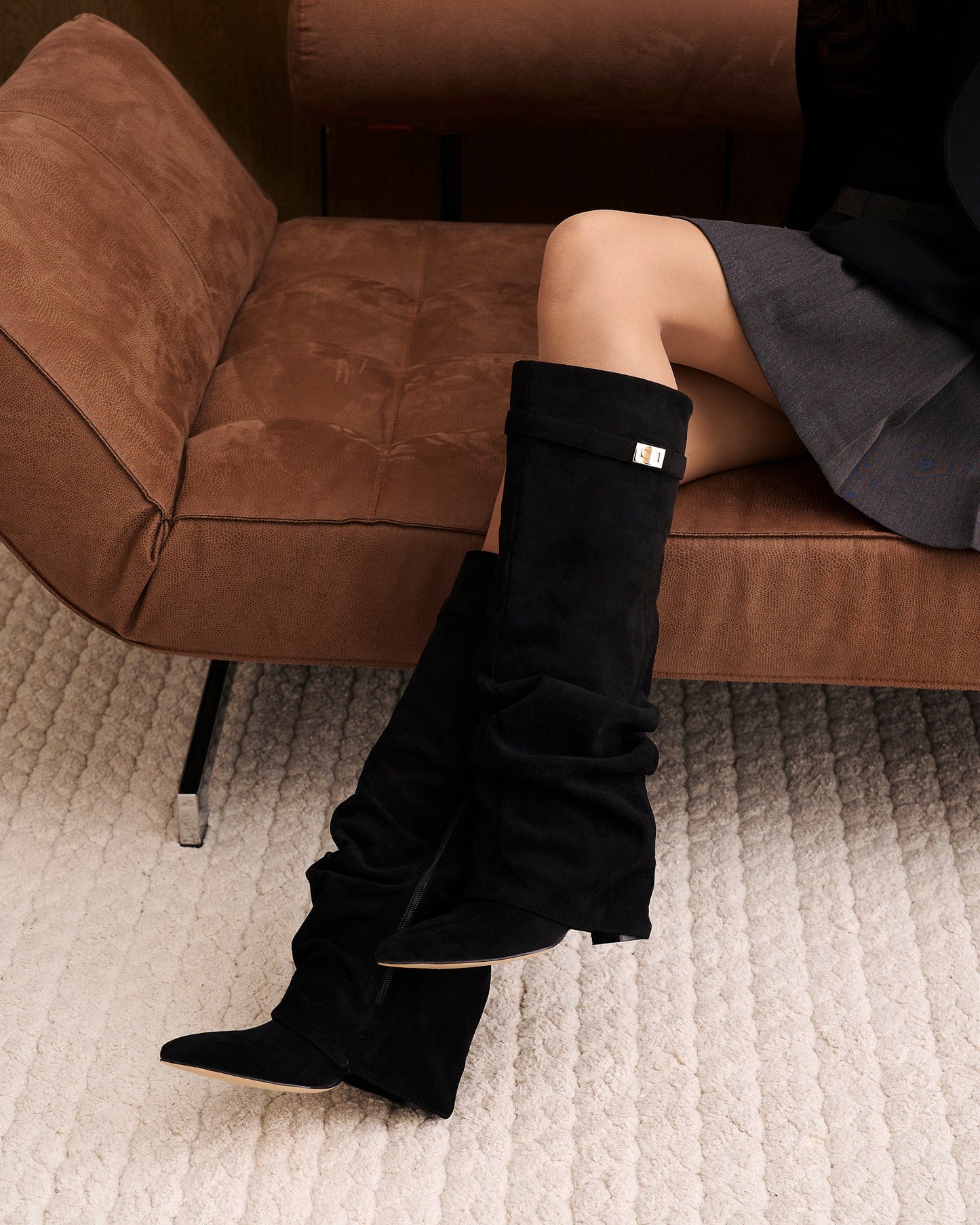 Lavista Slouchy Suede knee high boots - Black