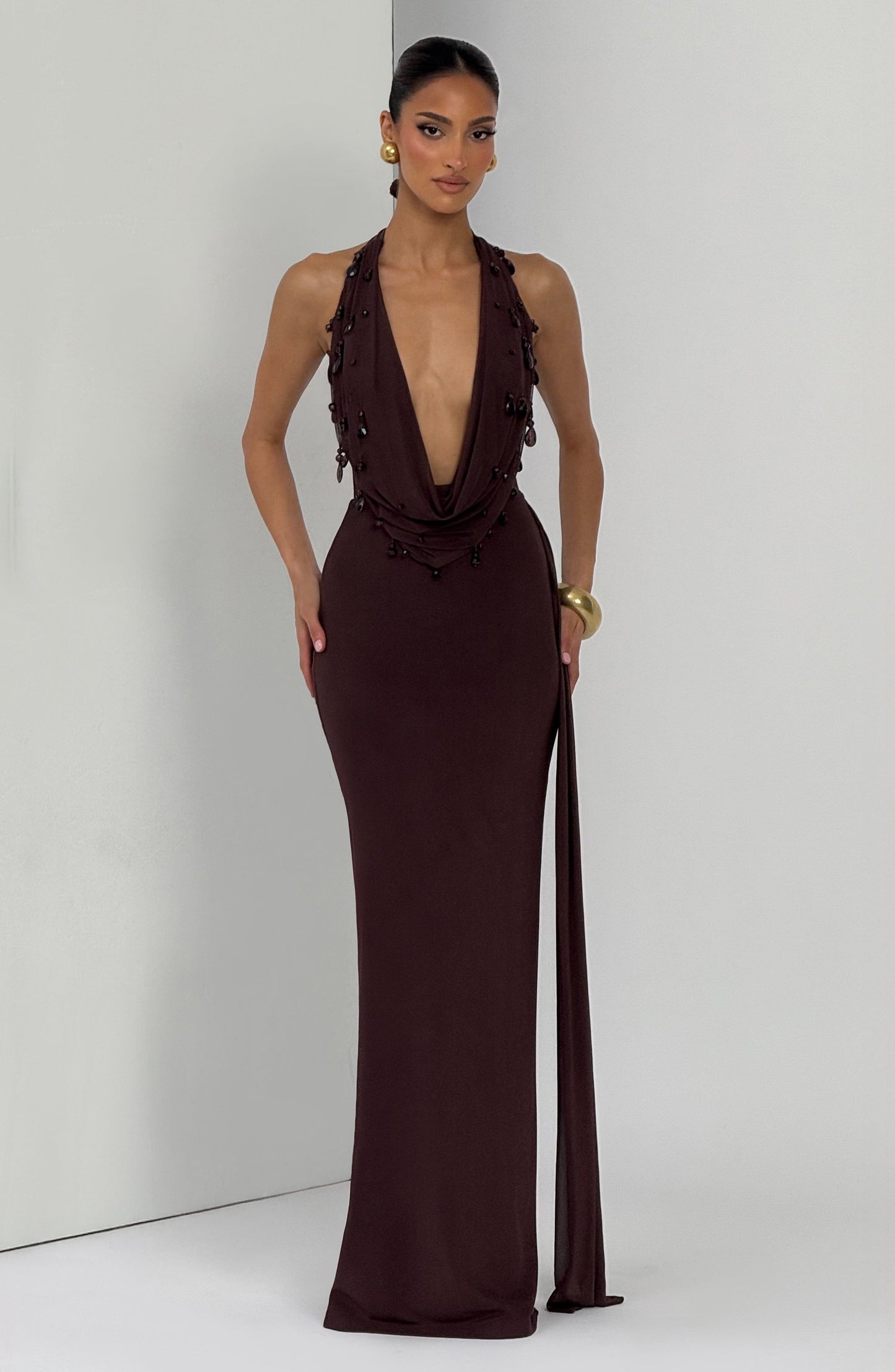 Fabia Maxi Dress - Plum Brown