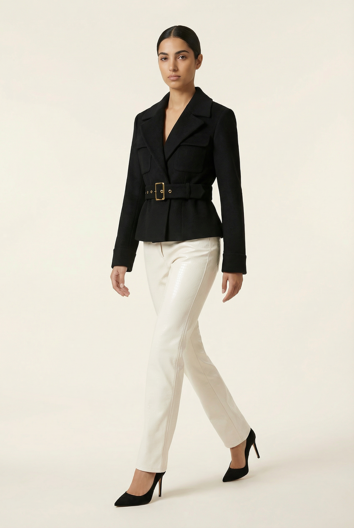 Claudia Short Belted Blazer – Black