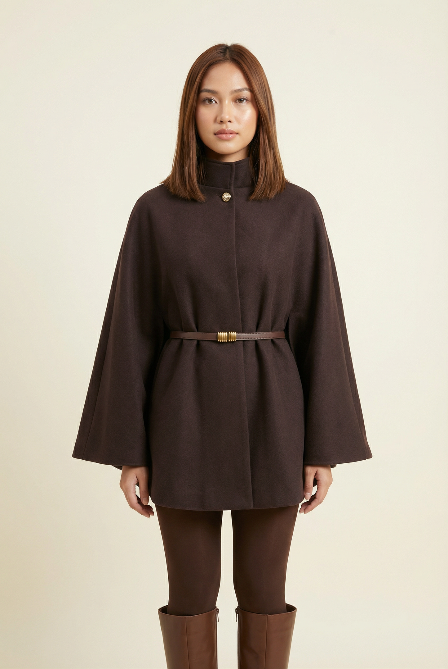 Soline Mid-Length Cape – Brown