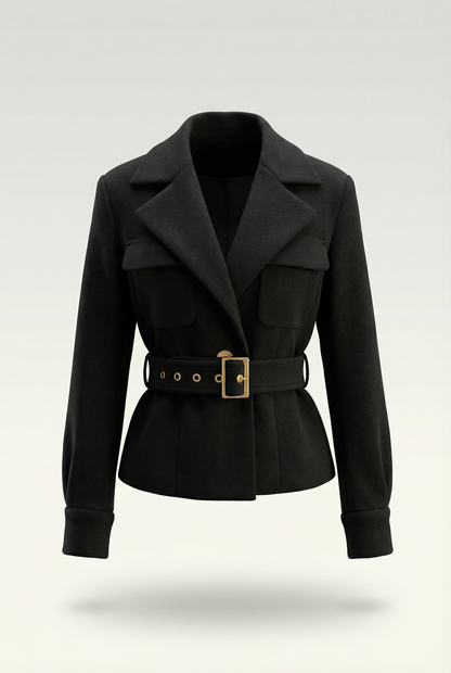 Claudia Short Belted Blazer – Black