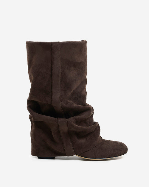 Emilia Slouchy Suede Boots - Dark Chocolate