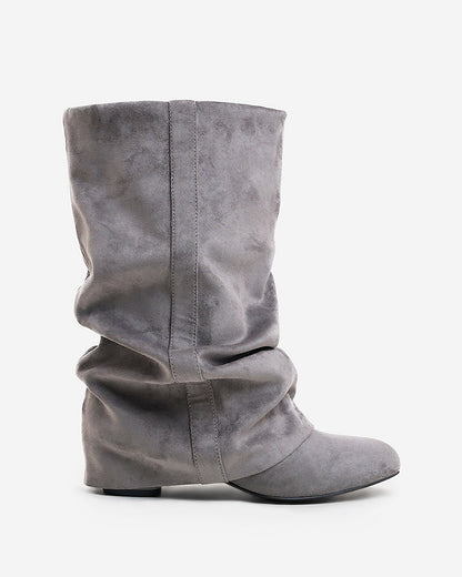 Emilia Slouchy Suede Boots - Gray