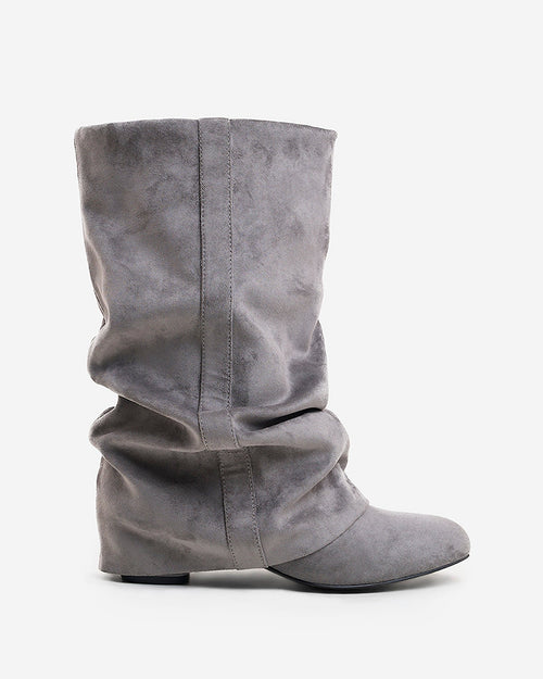Emilia Slouchy Suede Boots - Gray