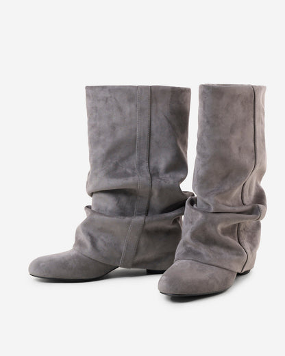 Emilia Slouchy Suede Boots - Gray