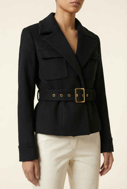 Claudia Short Belted Blazer – Black