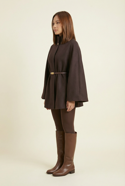 Soline Mid-Length Cape – Brown