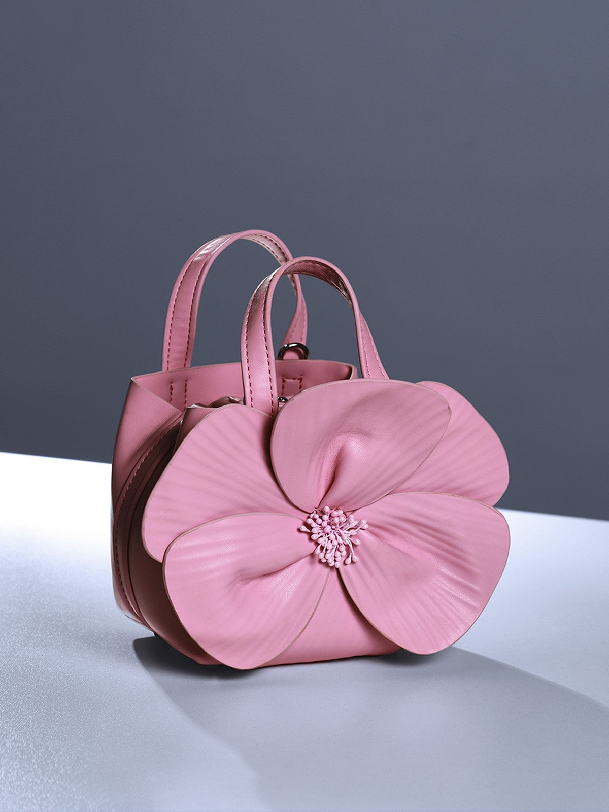 Acsah Leather Flower Bag In Pink 