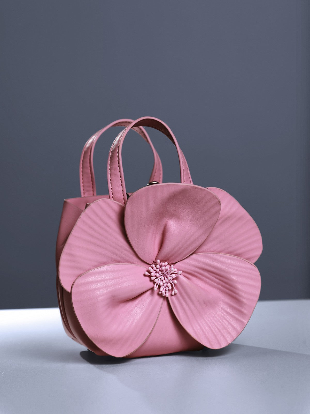 Acsah Leather Flower Bag In Pink 