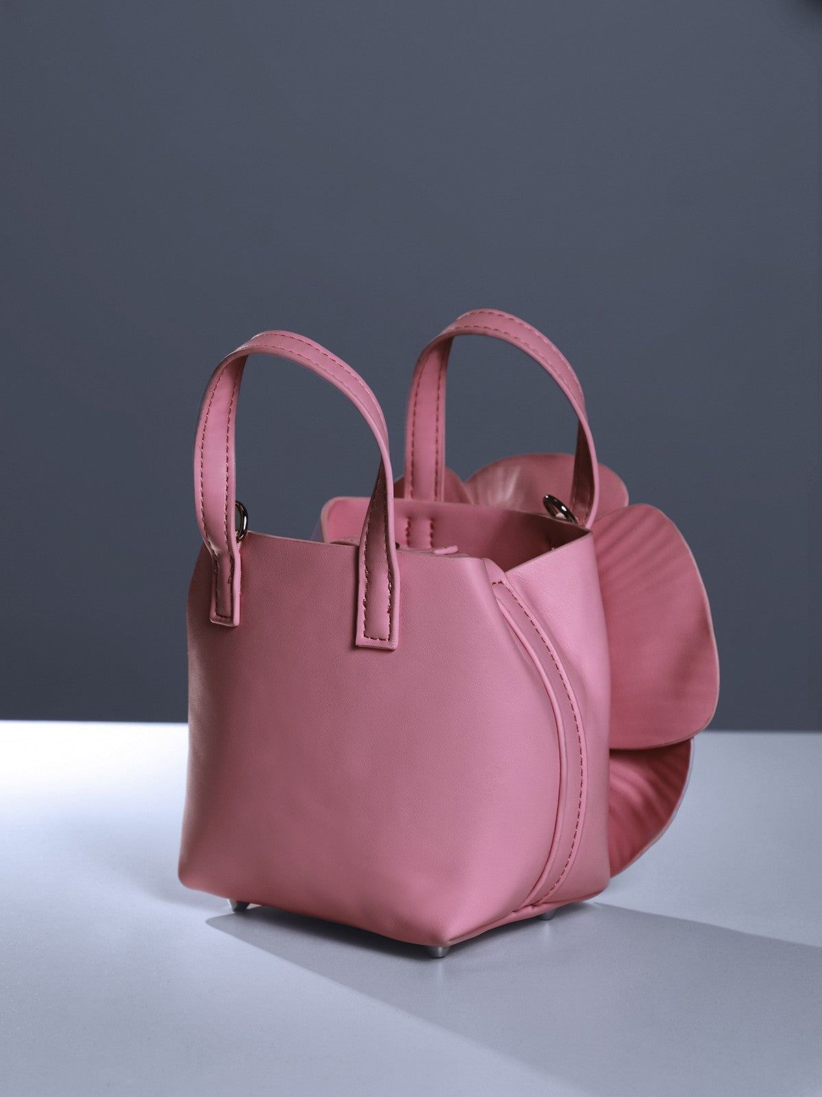 Acsah Leather Flower Bag In Pink 