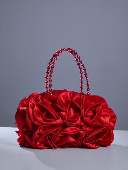 Adahy Flower Satin Bag In Red 