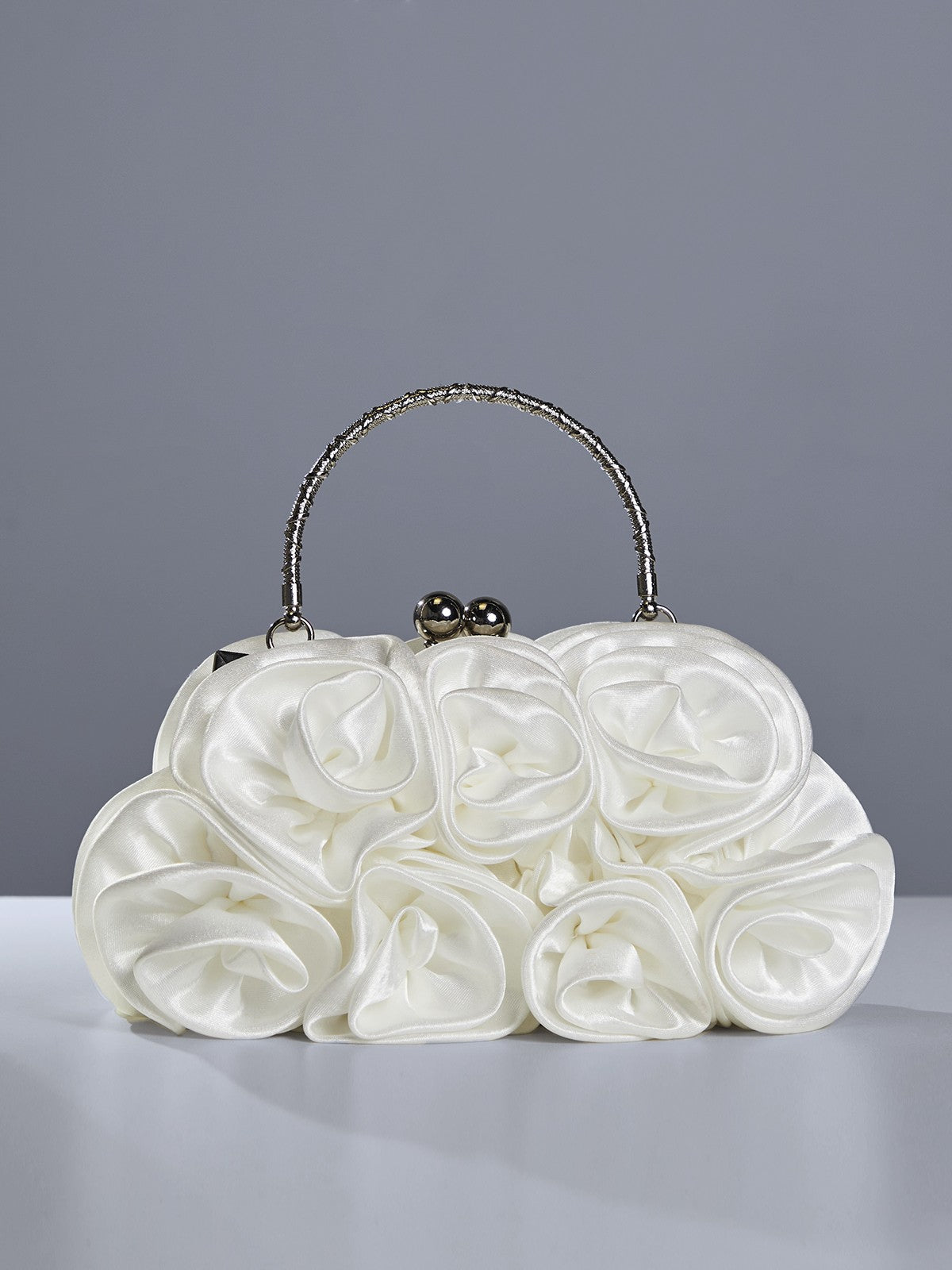 Adahy Flower Satin Bag In White 