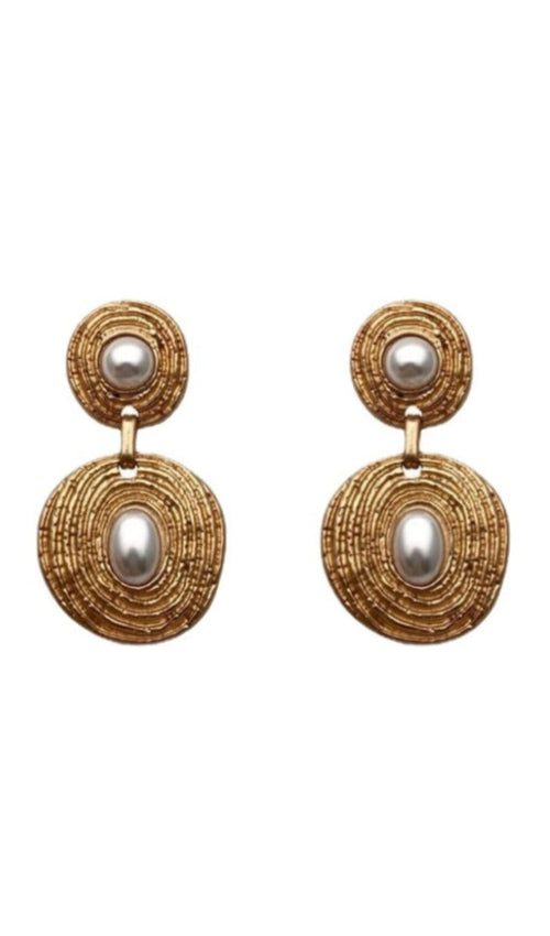 Catalina Spiral Circle Pearl Earrings