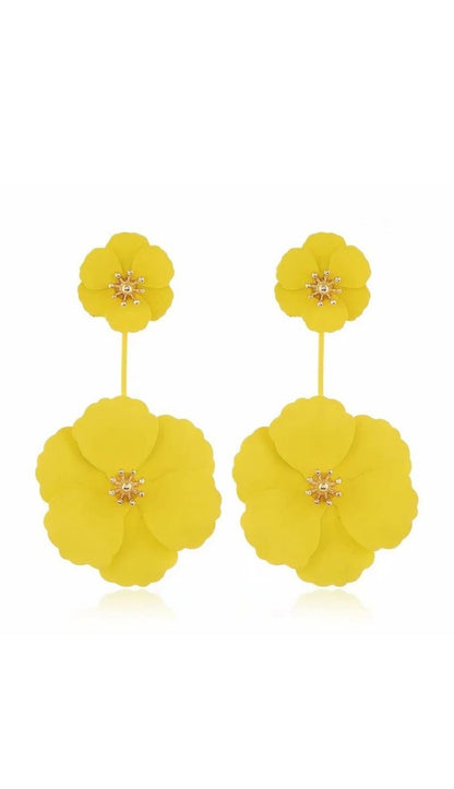 June Alloy Flower Long Earrings 