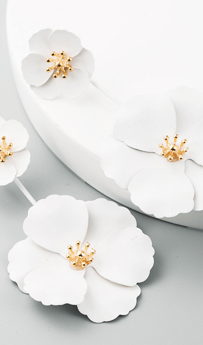 June Alloy Flower Long Earrings 