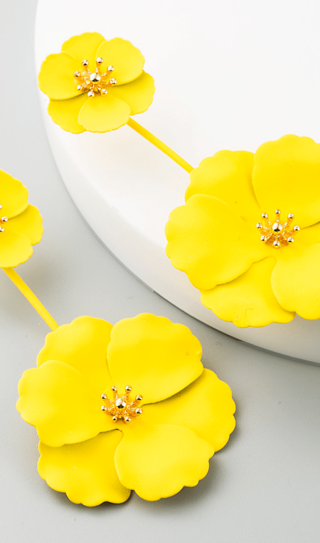 June Alloy Flower Long Earrings 