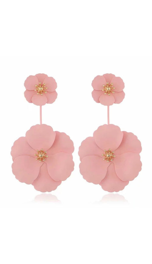 June Alloy Flower Long Earrings 