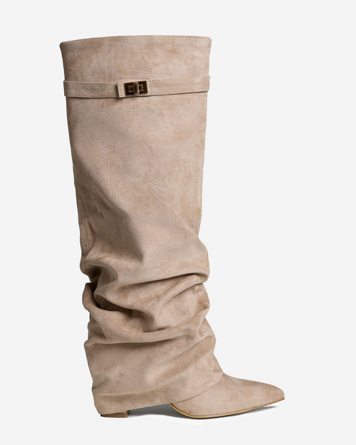 Lavista Slouchy Suede knee high boots - Beige