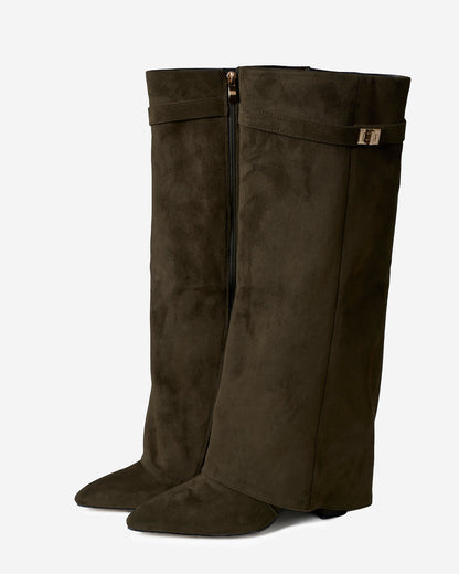Lavista Suede knee high boots - Olive green