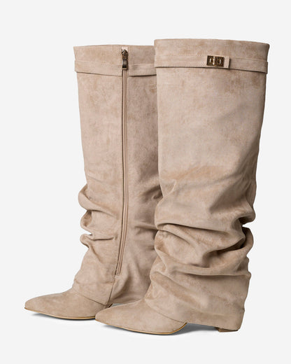 Lavista Slouchy Suede knee high boots - Beige