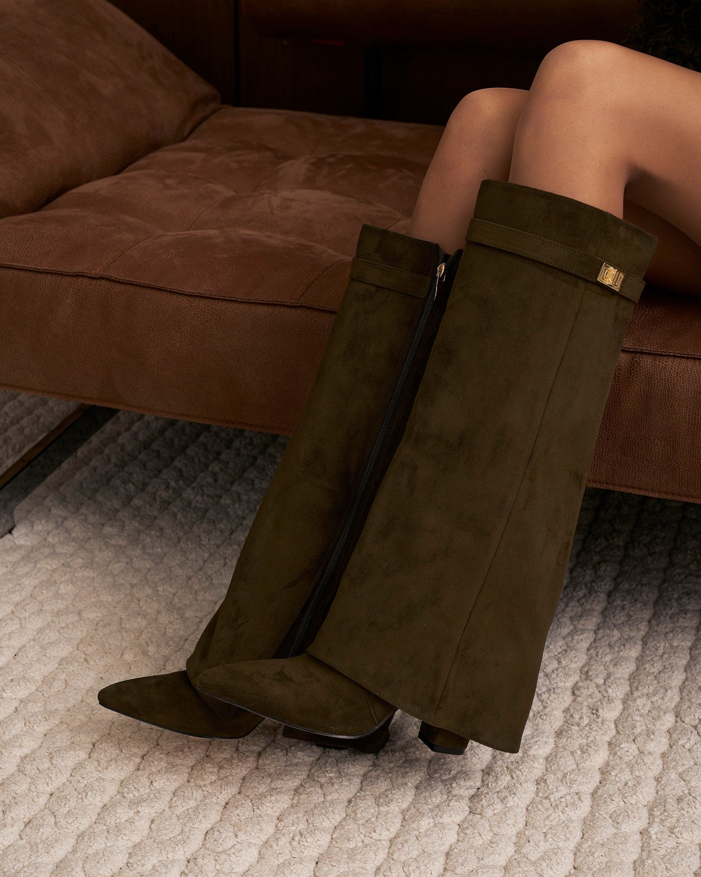 Lavista Suede knee high boots - Olive green