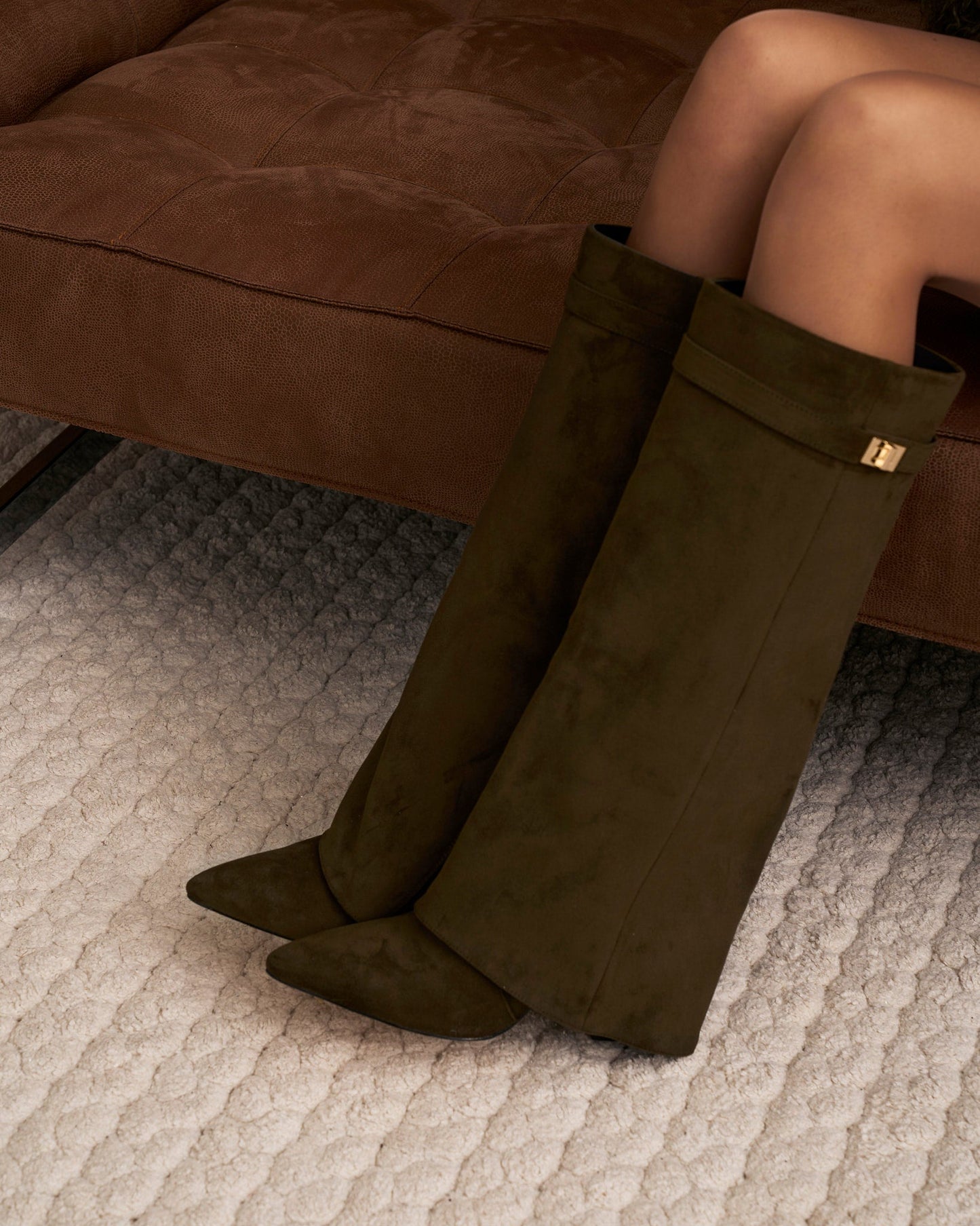 Lavista Suede knee high boots - Olive green