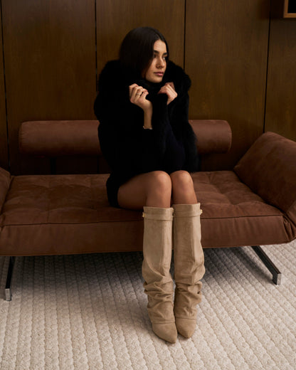 Lavista Slouchy Suede knee high boots - Beige