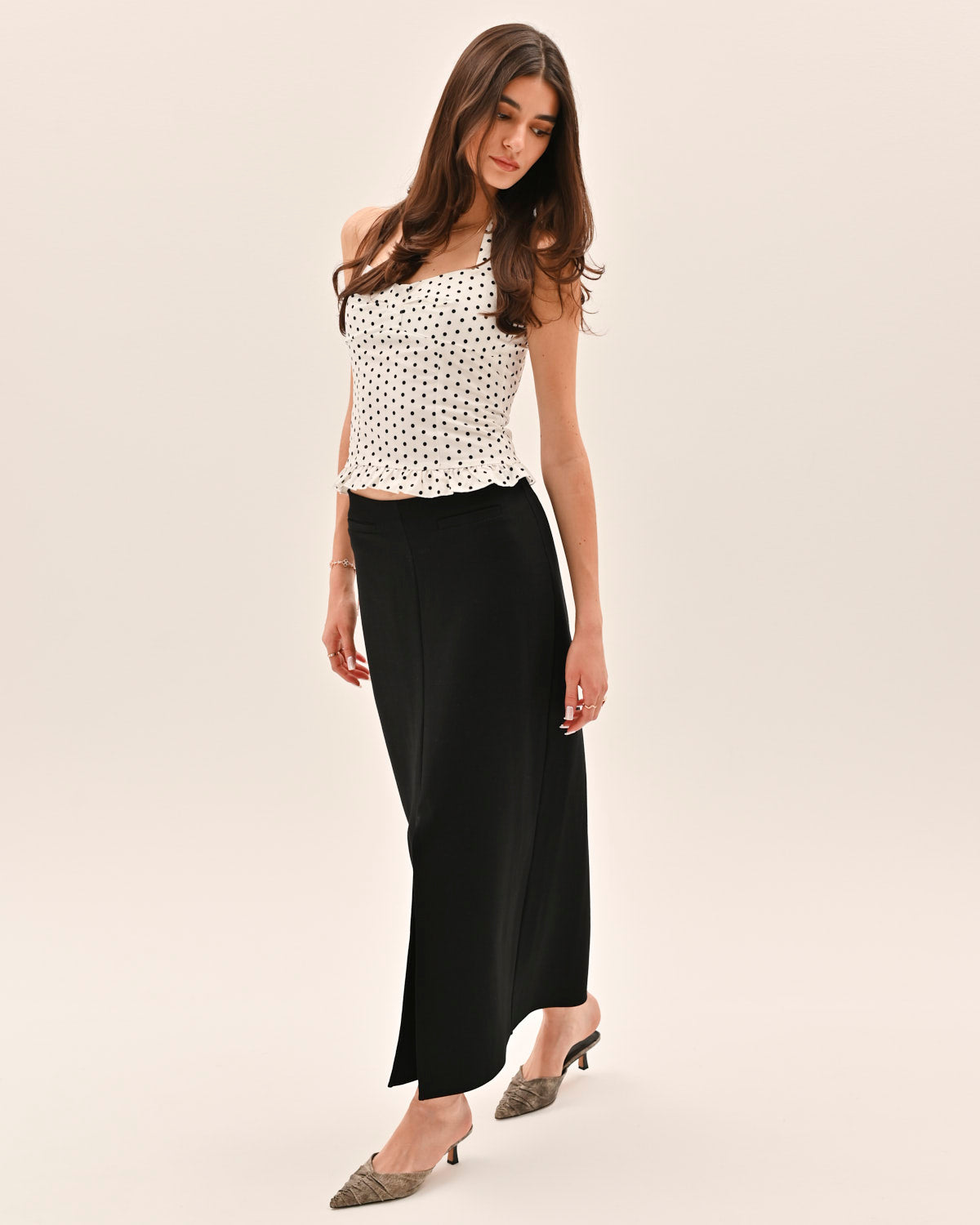 Athena Polka Dot Top - White