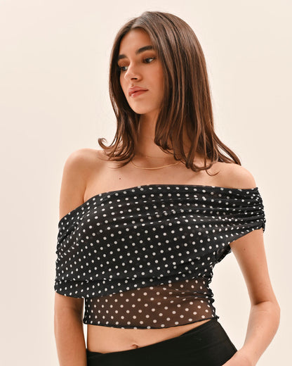 Allura Polka Dot Top - Black