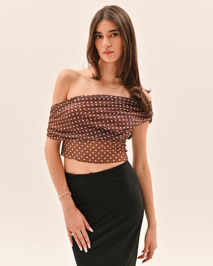 Allura Polka Dot Top - Brown
