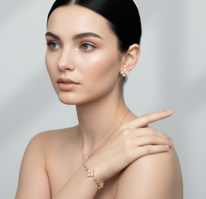 Sakura Cleef Set - Bracelet, Earrings &amp; Necklace