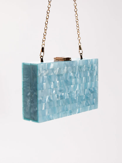 Majken Acrylic Convertible Clutch In Sky 