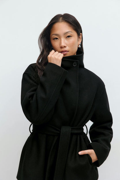 Alma Mid-Length Coat – Black