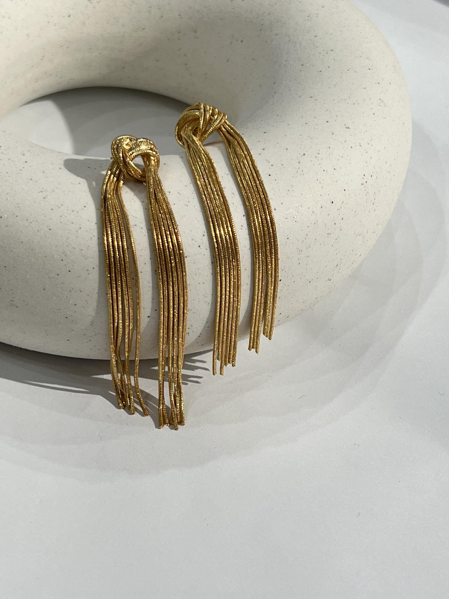 Phoenix Gold Tied Tassel Earrings