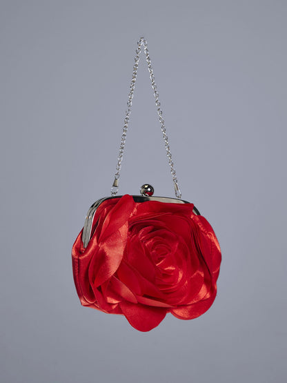 Wells Red Flower Satin Clutch
