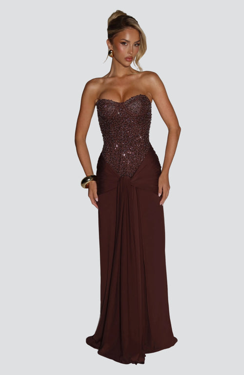 Carina Maxi Dress - Plum Brown