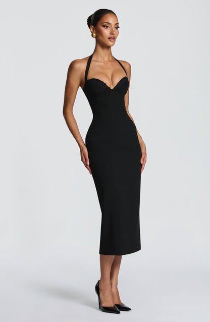 Cassia Midi Dress - Black