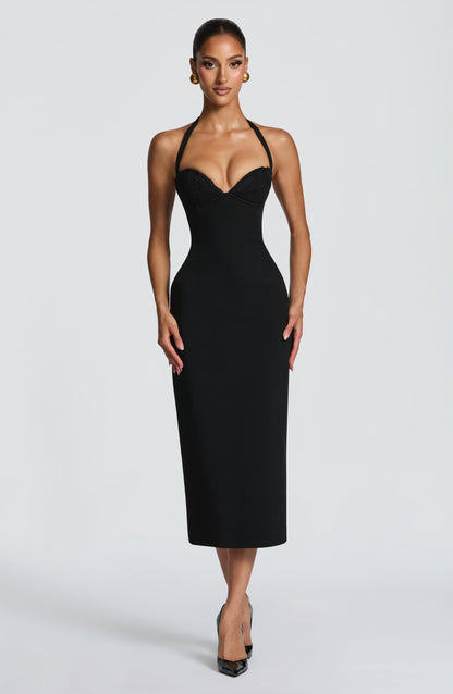 Cassia Midi Dress - Black