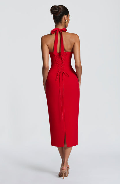 Cassia Midi Dress - Red