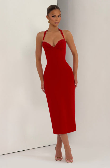 Cassia Midi Dress - Red