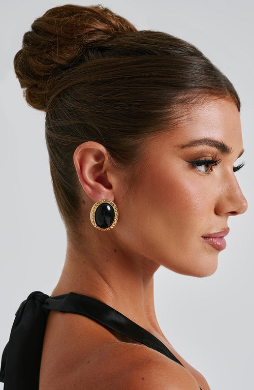 Eloise Earrings – Black/Gold