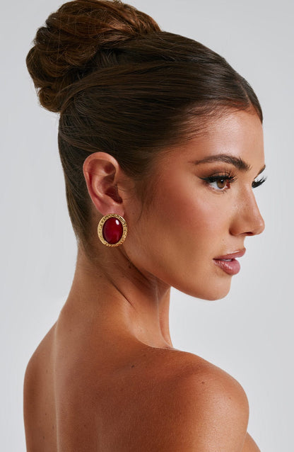 Eloise Earrings – Red/Gold