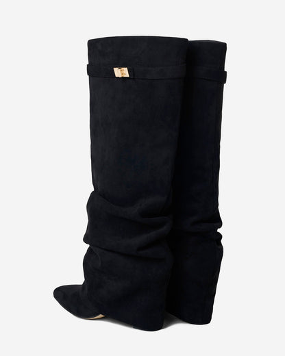 Lavista Slouchy Suede knee high boots - Black