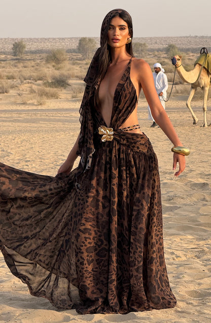 Indianna Maxi Dress - Leopard Print