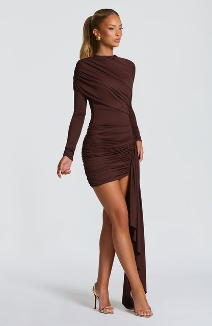 Jovanna Mini Dress - Plum Brown