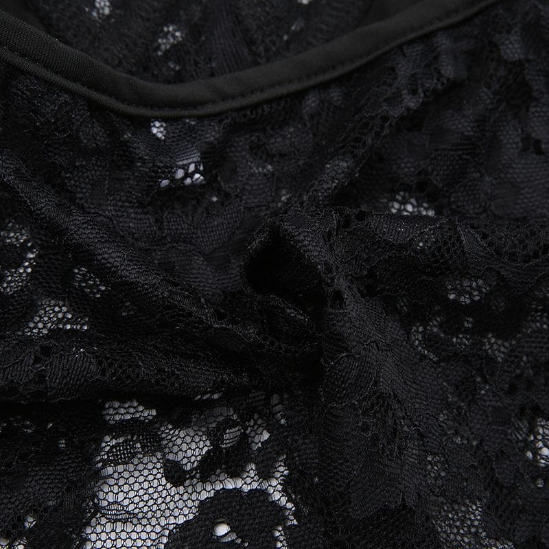 Lace slit v neck solid backless cami crop top