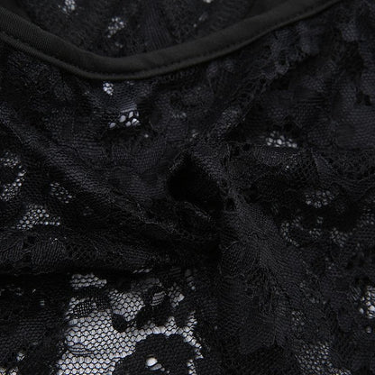 Lace slit v neck solid backless cami crop top